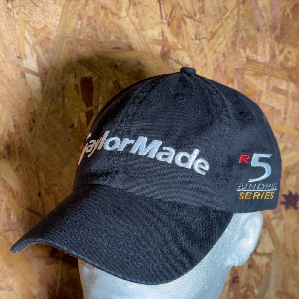 Taylormade Golf Black Ball Cap R5 Hundred Series Athletic Sports Hat 100% Cotton